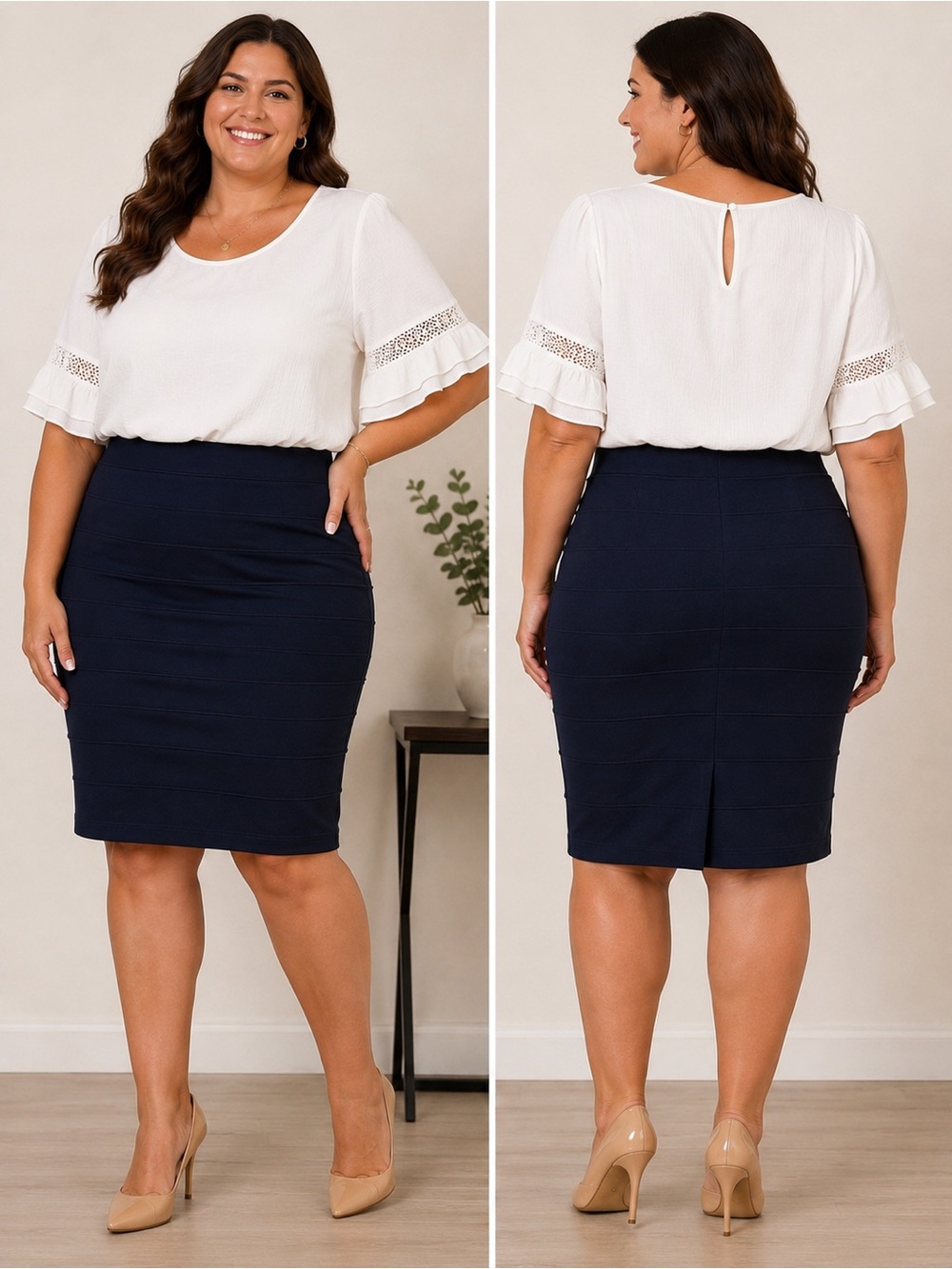 Classic Navy Pencil Skirt - Sleek Office Staple